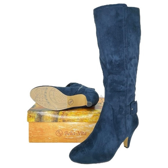 Bella Vita Troy II Navy Microsuede Knee High Womens Boots Size 9.5W - Picture 10 of 11